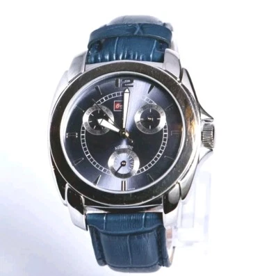 Reloj OMIKRON 4449-23 Hecho en Suiza Automático Correa Cuero Azul Foto 1 de 3