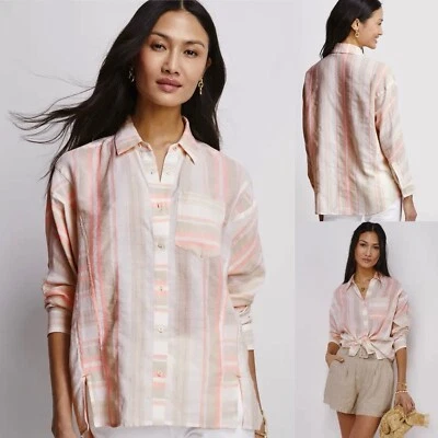 Camisa con botones de fin de semana a rayas Vineyard Vines talla 12 manga larga aberturas delanteras Foto 1 de 4