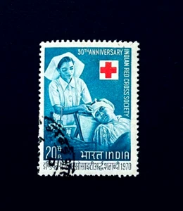 INDIA Stamp - 1970 Indian Red Cross 50th Anniversary CTO Sn 527 r85 - Picture 1 of 2
