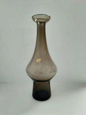 Retro Glass Ware Smokey Brown Vase From Poland - image 1 of 4