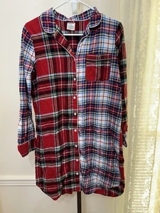 Camisa Camisón Lands’ End Franela Cuadros Talla Pequeña - Imagen 1 de 4