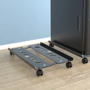 PC Stand Computer Tower Stand with Caster Wheels Steel Mobile CPU Stand (Black) - Afbeelding 1 van 11