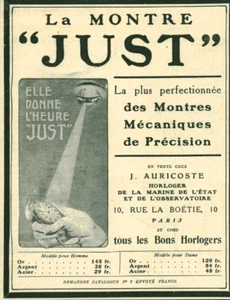 Publicité ancienne bijou la montre Just 1908 issue de magazine - Imagen 1 de 1