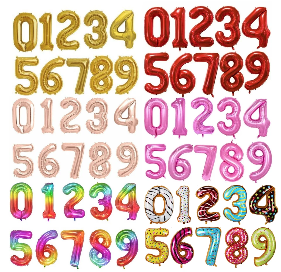 40" inch Gold Silver Rose Gold Giant Number Foil Balloons Birthday Party Balloon