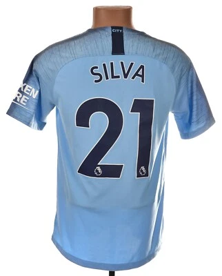 CAMISETA DE FUTBOL LOCAL MANCHESTER CITY 2018/2019 NIKE TALLA M ADULTO #21 SILVA Foto 1 de 4