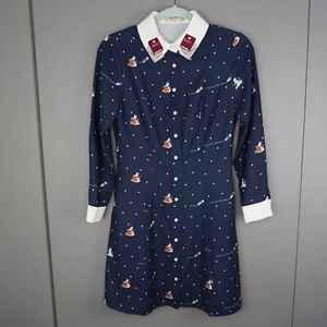 Miss Patina Women's Dress Kiterture Books Cat Kitten in Navy size Small - Picture 1 of 15