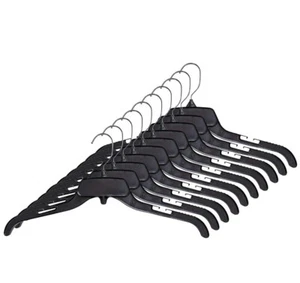 Plastic Utility Hangers Curved Notched Black 17 Inch 25 Pcs - Picture 1 of 3