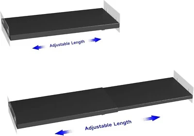 Paquete de 2 estantes organizadores de armario expandibles negros estantes ajustables gabinete despensa Foto 1 de 4
