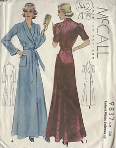 1938 Vintage Sewing Pattern B36 BATHROBE DRESSING GOWN (1442) - Picture 1 of 5