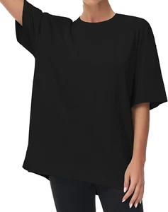 Casual Oversized Women’s Summer Crewneck Short Sleeve Workout Basic Tee Top - Picture 1 of 8