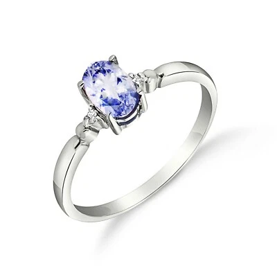 14K. SOLID GOLD RING WITH NATURAL DIAMONDS & TANZANITE (White Gold) - Image 1 of 4