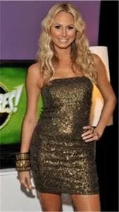 Vestido Alice + Olivia Bronce Lentejuela Embellecido Tubo Bustier Sin tirantes 8 US $396 - Imagen 1 de 12