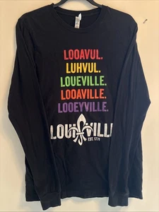 Camiseta Louisville Manga Larga City Hombre’s M Negra Kentucky Looavul - Imagen 1 de 8