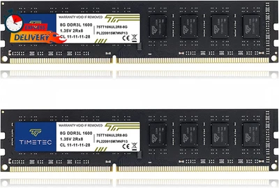Timetec 16GB Kit(2X8Gb) DDR3L / DDR3 1600Mhz (DDR3L-1600) PC3L-12800 / PC3-12800 - Image 1 of 4