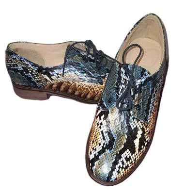 Zapatos Oxford Boutique 9 Rustique Martini Estampado Serpiente Con Cordones Talla 8.5 39 Raros Foto 1 de 4