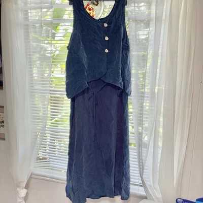 De colección Piccalino Petite Mujer’s Azul Suave Conectado 2 Piezas Vestido envolvente con cinturón 12P Foto 1 de 4