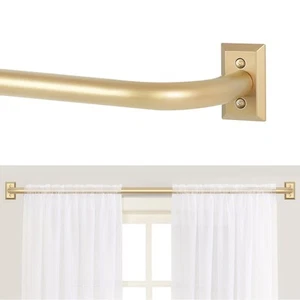 Gold Wrap Around Curtain Rods 66 to 120":Blackout Heavy Duty Adjustable Long ... - Picture 1 of 9