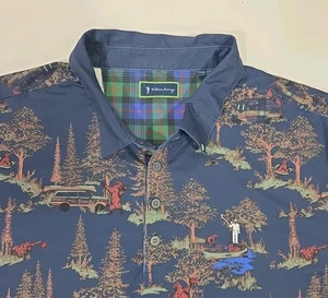 WILLIAM Bill MURRAY GOLF POLO SHIRT XXL Blue PERFORMANCE Camping Bears  - Picture 1 of 6