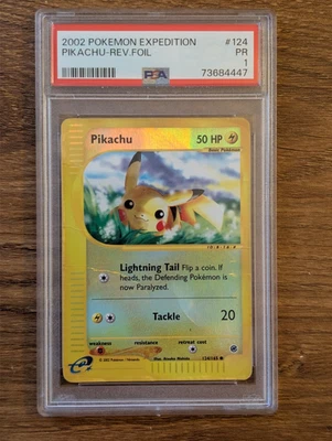 2002 Pokemon Expedition PSA 1 Pikachu Reverse Foil Holo #124 Poor PR - Image 1 of 2