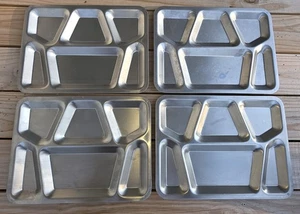(4) US Militär Mess Hall geteilt Essen Tabletts US Edelstahl Camp Survivalist - Bild 1 von 11