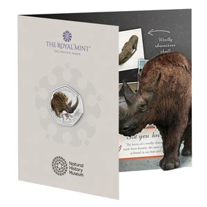 2024 ICE AGE WOLLY RINOCERONTE UK COLOR 50p BUNC ROYAL MINT PACK Moneda 10000 LTD - Imagen 1 de 10