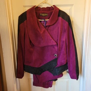 Donna Vinci Couture Velvet Two-Piece Jacket and Long Pencil Skirt Suit - Picture 1 of 8