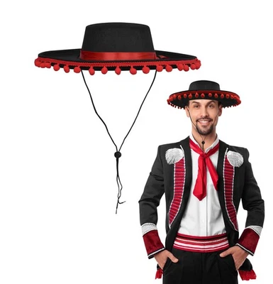 Adulto Cosplay Matador Sombrero Rojo Pompones Torero Mariachi Gorra Disfraz Accesorio Foto 1 de 4