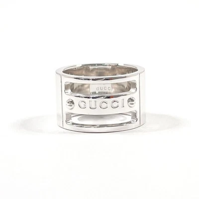 GUCCI #5.5 Anello Logo Vite Anello Largo Argento 925 Accessorio Gioielli Unisex - Immagine 1 di 4