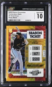 2022 Panini Chronicles Oneil Cruz #3 Ruby Wave 019/199 Contenders Optic CGC 10 - Picture 1 of 2