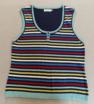 SEASALT VEST PANSY TANK SZ 14 AUTUMN STRIPE JUMPER WOMEN COTTON TOP BLUE - Image 1 of 4