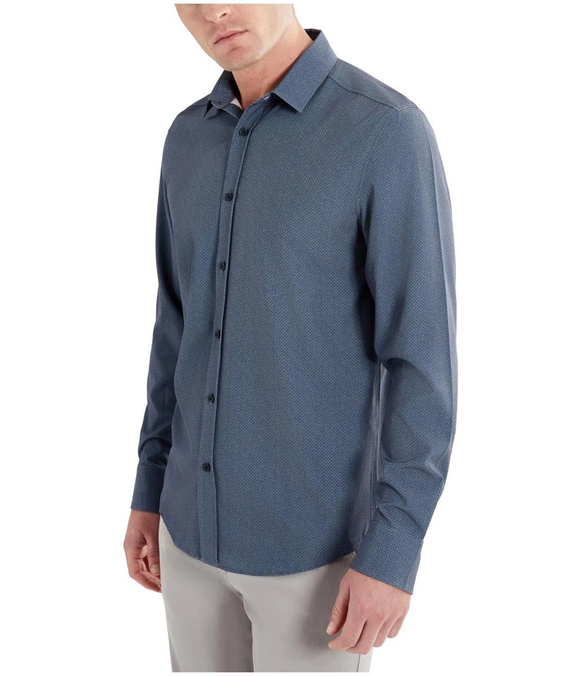 Kenneth Cole Mens Abstract Dot Button Up Shirt, Blue, Medium - Image 1 of 1