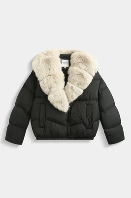 Women's Oversized Water Resistant Puffer Bomber Jacket with Luxury Fur Collar . - Image 1 of 4