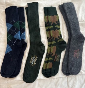 4 Pair Vintage  NOS Mens  SOCKS Gray Green Camo Argyle Blue - Imagen 1 de 8