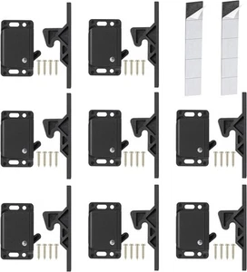 RV Drawer Latches and Catches, 8 Pack Cabinet Door Black  - Picture 1 of 6