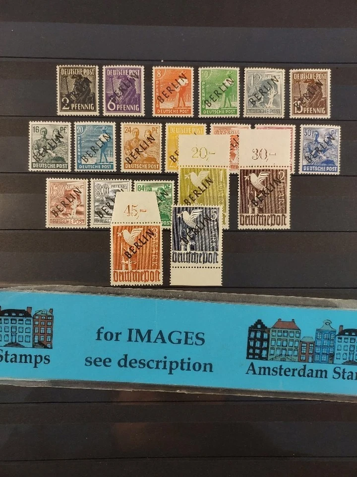 Alemania Berlín 1948 Berlín Sobreimpresiones negras en estado bastante bueno MNH conjunto firmado ¡EXCELENTE! Foto 1 de 1