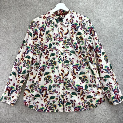 Talbots Shirt Women Large Multi Red Floral Print Cotton Button Up Classic Preppy - Image 1 of 4