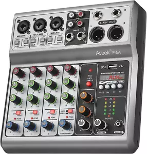 Professional Audio Mixer, Sound Board Mixing Console with 5 Channel Digital USB  - Picture 1 of 8