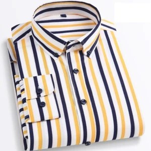 Mens Dress Shirts Long Sleeves Formal Business No Iron Strips Casual Shirts Tops - Picture 1 of 27