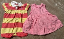 Girls Ralph Lauren Polo Pink Shirt One Piece Romper Shortall & Dress Set 6 Month