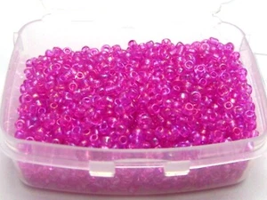 5000 Perline di Vetro 2mm Lustro Trasparente AB Rosa Caldo (10/0) + Scatola Portaoggetti - Foto 1 di 5
