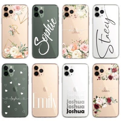 CLEAR Personalised Custom Silicone Case Cover For iPhone 13 PRO MAX Mini, 12, 11 - Image 1 of 4