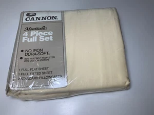 Cannon Monticello Twin Sheet Set Light Yellow No Iron Flat Fitted Pillowcase New - Picture 1 of 12