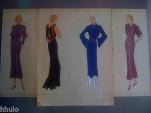 Mode Fashion Original Paint Painting 1930 Robe Dress Femme Women Vermont & Cie 3 - Bild 1 von 4