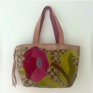 Vintage Coach 7088 Limited Edition Poppies For Peace Tote Bag GUC - Picture 1 of 11