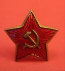 Russian Soviet WW2 Red Army SIDE CAP Pilotka Hat BADGE Orignl Brass&amp;Enaml A+cond