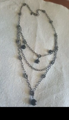 Silpada Oxidized Sterling silver & Black Chalcedony 3 Tier Neacklace  N1611  - Image 1 of 4