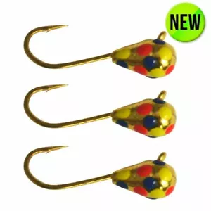 3 Pack - Tungsten Ice Fishing Jigs - GOLD WONDERBREAD (6 Size Variations) - Picture 1 of 12