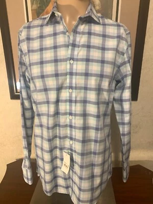 Camisa social RYAN SEACREST azul claro xadrez manga comprida slim fit tamanho M - Imagem 1 de 4