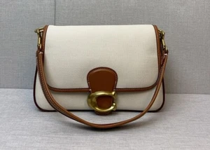 COACH Soft Tabby Shoulder Bag CS717 Women's crossbody White×Brown New Item - Picture 1 of 8
