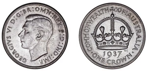 1 Silver Crown / 1 Silver Coin. George VI - Jorge VI. Australia 1937. UNC - Picture 1 of 1